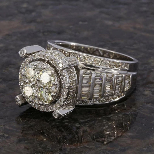 3.5Ctw Round Cut Fine White Sapphire Ring-JEWELBUYS