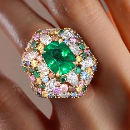 4.3ctw Vivid Colored Sapphire Engagement Ring-JEWELBUYS