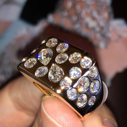 3.0Ctw Exquisite Sapphire Flat-Set Wide Ring-JEWELBUYS