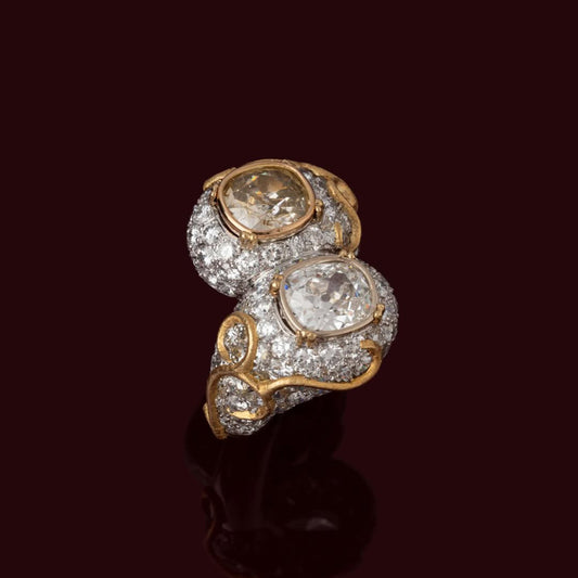 3.52Ctw cushion-cut sapphire bypass ring- JEWELBUYS