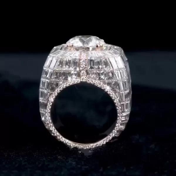 5ct Round Cut White Sapphire Wide Pave Diamond Ring-JEWELBUYS