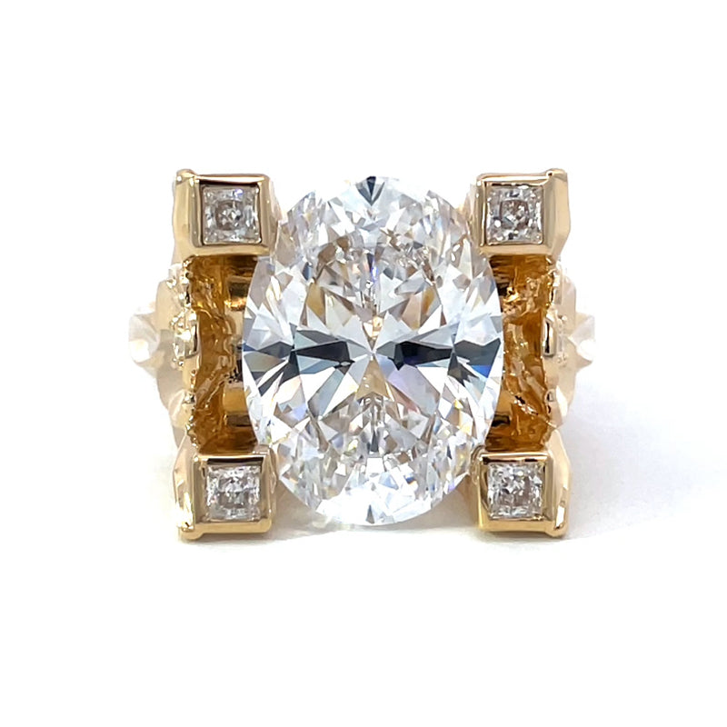 9.0ct Oval Cut Ladies Flower White Sapphire  Ring -JEWELBUYS