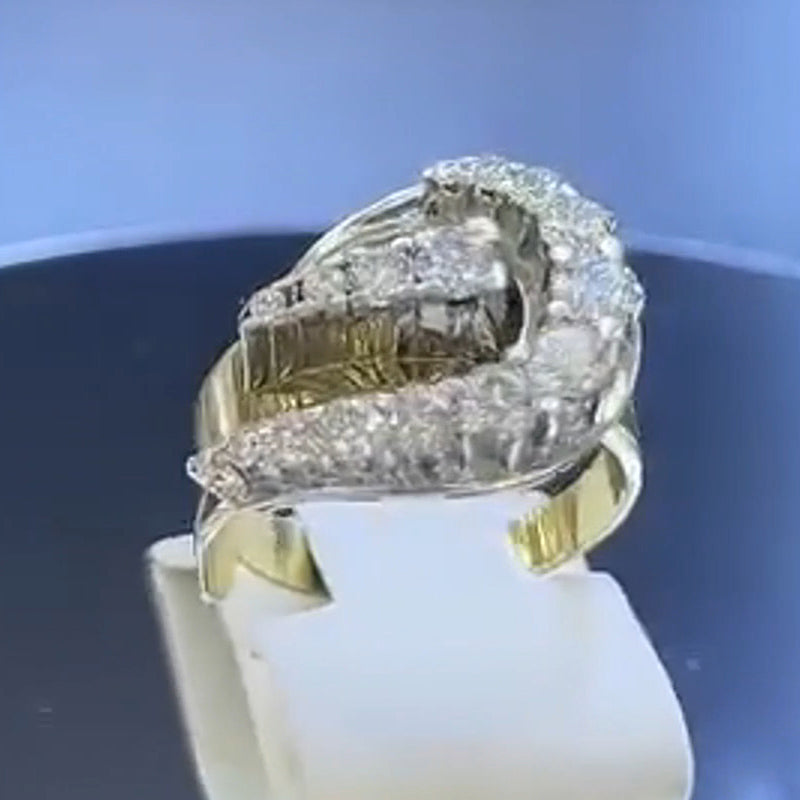 1.8ctw Vintage Style Round Sapphire Two-Tone Plated Ring - JEWELBUYS