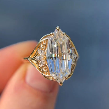6.0Ctw Custom-cut vintage openwork sapphire engagement ring-JEWELBUYS