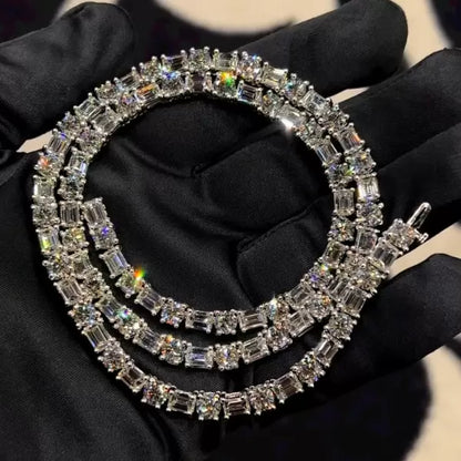 49ctw Emerald & Round Cut White Sapphire Necklace-JEWELBUYS