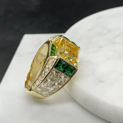 5.6c Princess Cut Yellow Sapphire Avant-Garde Ring-JEWELBUYS