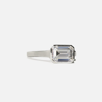 2ct Emerald Cut White Sapphire Minimalist Design Engagement Ring-JEWELBUYS