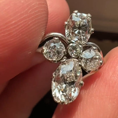 2.13ctw Edwardian Old Mine Cut White Sapphire Ring -JEWELBUYS