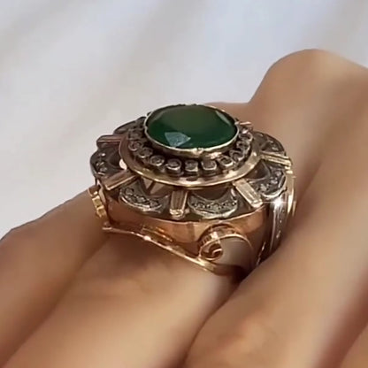 6ctw Vintage Style Round Emerald Luxury Large Ring-JEWELBUYS