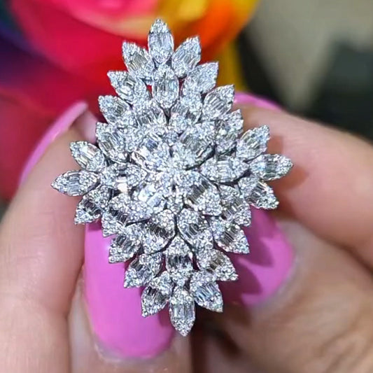 3.71Ctw Baguette Cut Sapphire Cluster Ring-JEWELBUYS