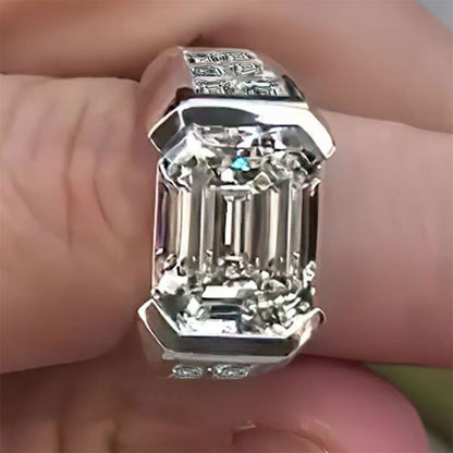 3.0 CT Emerald Cut Bezel Set Wedding Band - JEWELBUYS