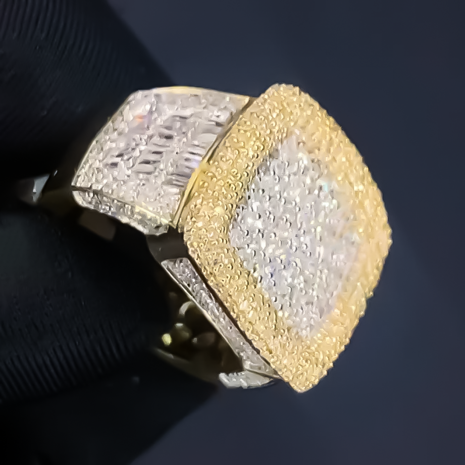 Gorgeous 3 ctw Round & Baguette Cut White Gemstone Pavé Ring -JEWELBUYS