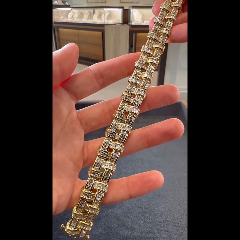 5Ctw Classic braided design baguette sapphire bracelet-JEWELBUYS