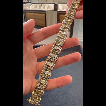 5Ctw Classic braided design baguette sapphire bracelet-JEWELBUYS