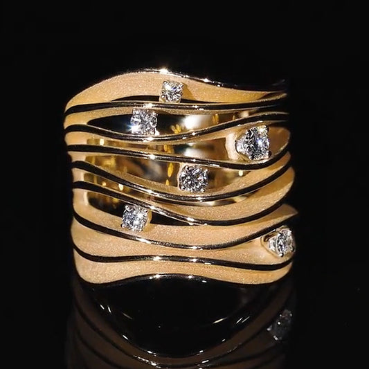 1.0ctw Round Cut White Sapphire Curve Multi Tiered Ring-JEWELBUYS