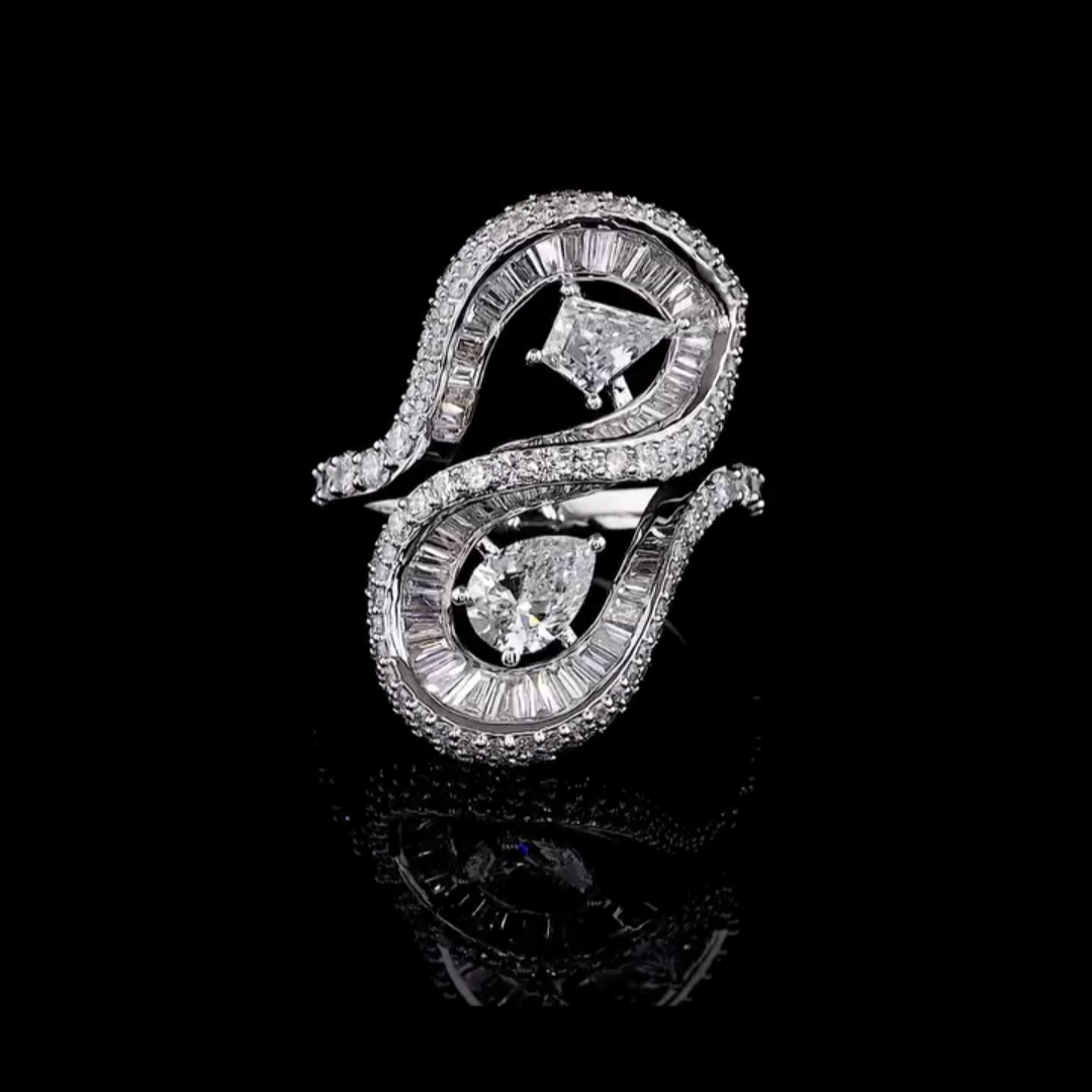 Designed 6ct Mix Cut Multi-Shaped White Sapphire Women's Engagement Ring in Silver-JEWELBUYS