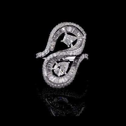 Designed 6ct Mix Cut Multi-Shaped White Sapphire Women's Engagement Ring in Silver-JEWELBUYS