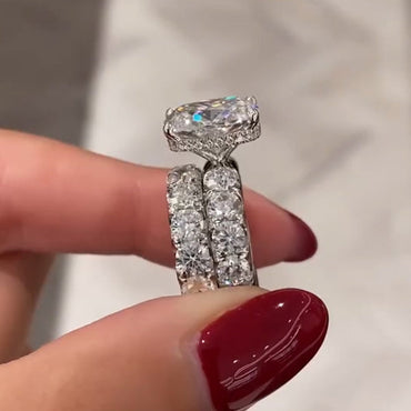 8.0ct Cushion Cut Ring and Band Set -JEWELBUYS