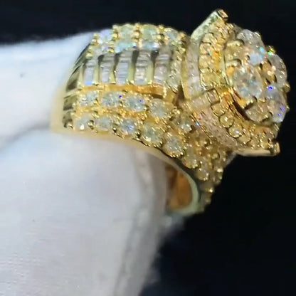 4.2Ctw Round and baguette cut sapphire luxury engagement ring-JEWELBUYS