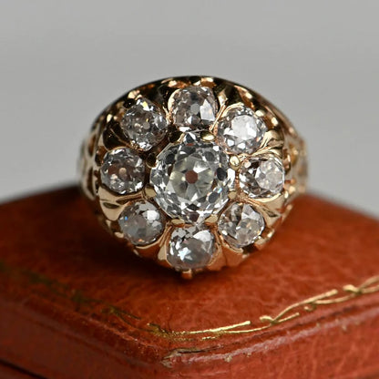 4.2ctw Old Mine Cut White Sapphire Vintage Ring-JEWELBUYS