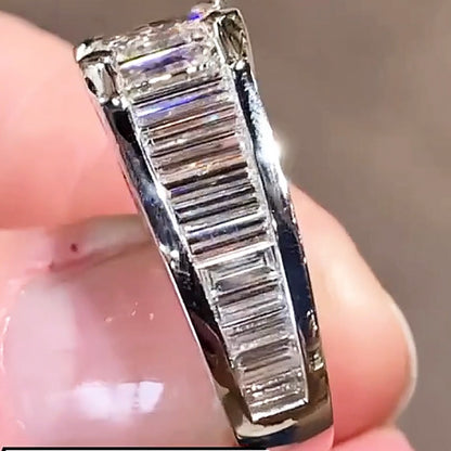 5.03ctw Radiant and Baguette Cut Brilliant Engagement Ring-JEWELBUYS
