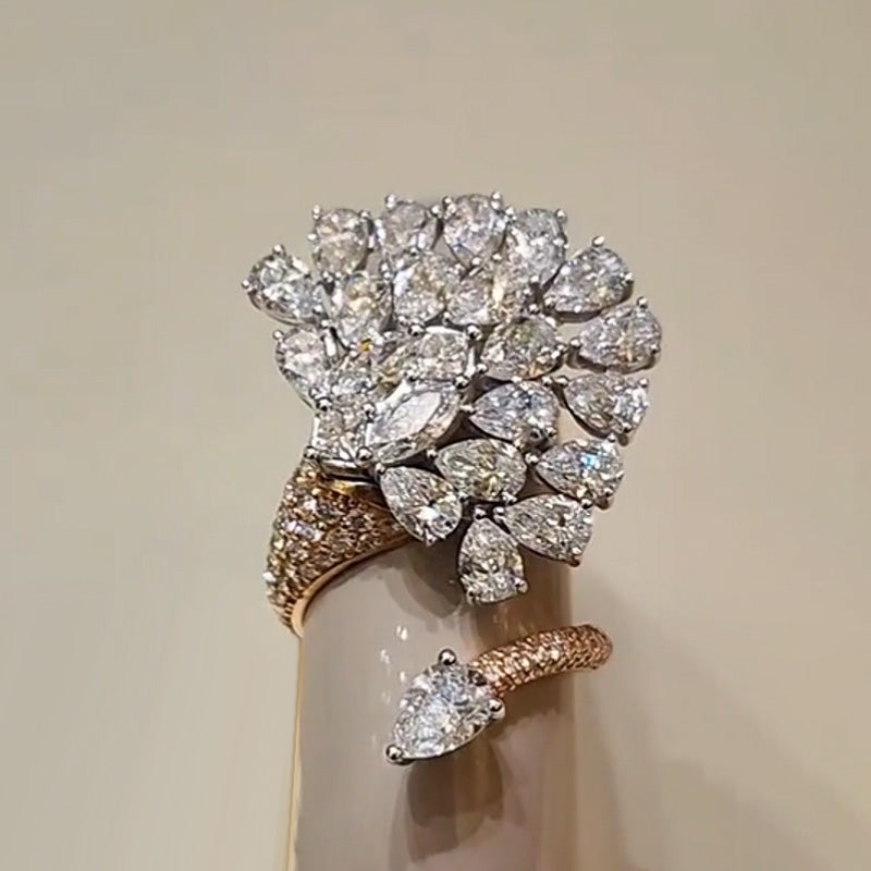 5.6Ctw Pear and Marquise Cut Cluster Set White Sapphire Ring-JEWELBUYS