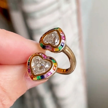 2.65ctw Heart Cut Colored Sapphire Bypass Ring-JEWELBUYS