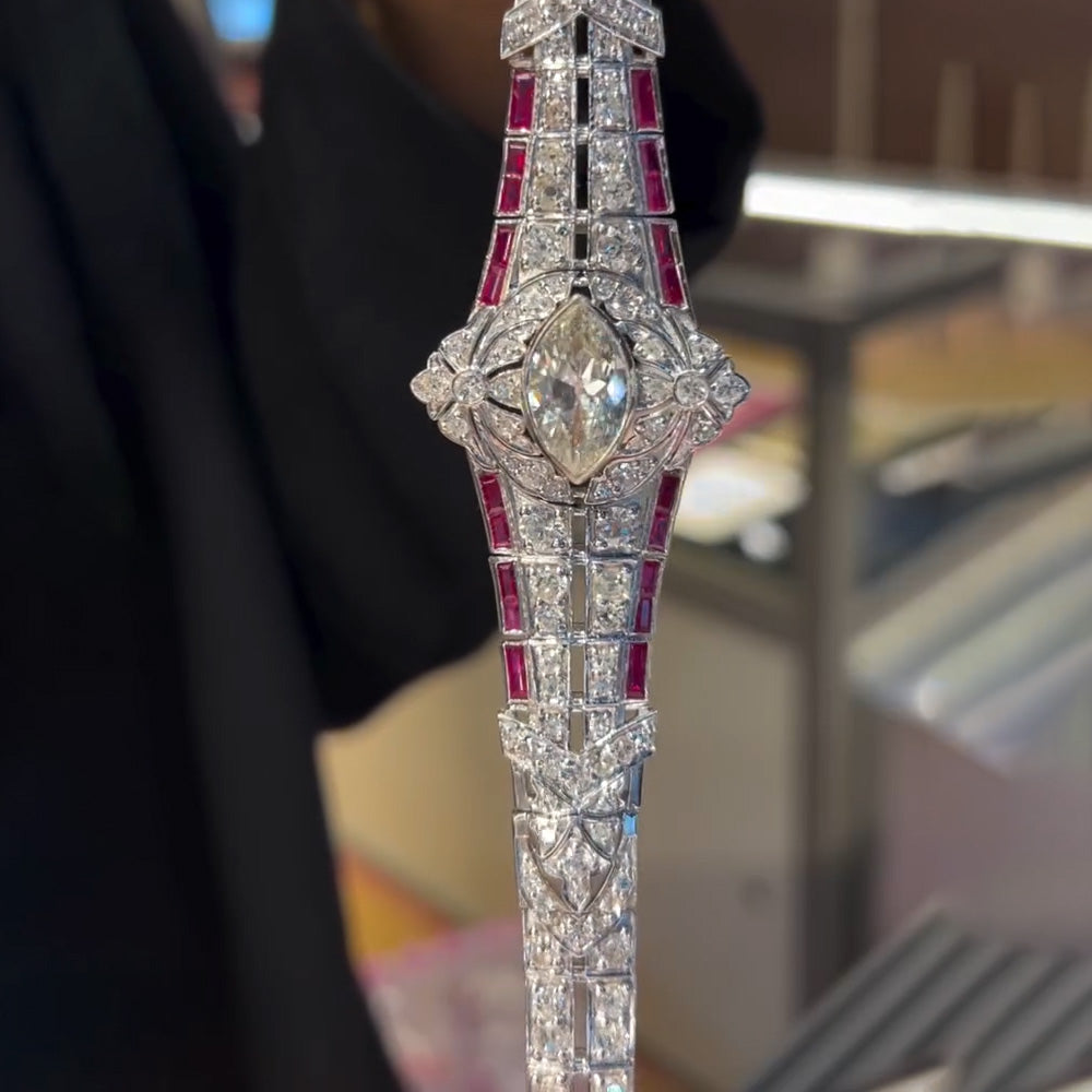 15Ctw Art Deco Vintage Style Ruby and Sapphire Elegant Bracelet-JEWELBUYS