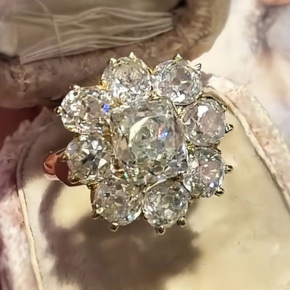 6.8Ctw Vintage-cut Rose-shaped Sapphire Ring- JEWELBUYS