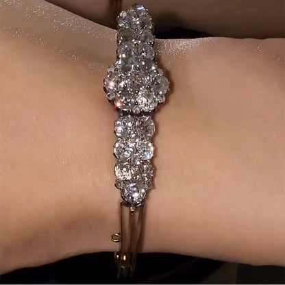 6.5Ctw Round White Sapphire Cluster Vintage Bracelet-JEWELBUYS