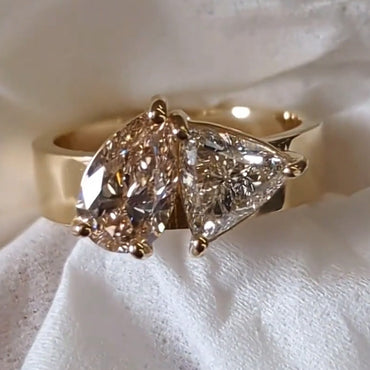 3.58ctw Two Stone White Sapphire Modern Style Engagement Ring-JEWELBUYS