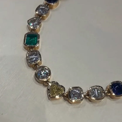 102Ctw Mixed-Cut Multicolor Sapphire Necklace-JEWELBUYS
