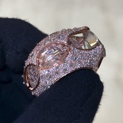 8.0ctw Oval Cut White Sapphire Mosaic Engagement Ring-JEWELBUYS