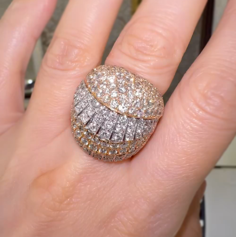 6 ctw Round Cut White Gemstone Pavé Ring -JEWELBUYS