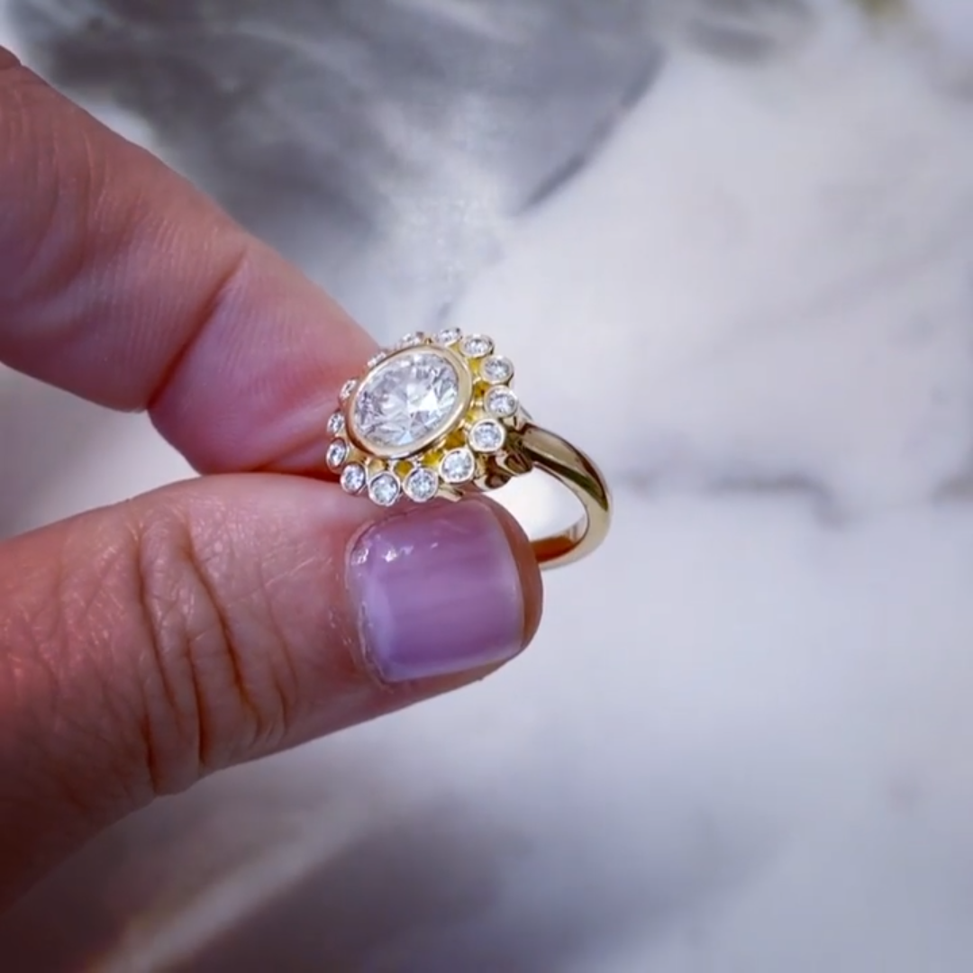 Wildflower Design 6ct Round Cut White Sapphire Women's Engagement Ring in Gold-JEWELBUYS