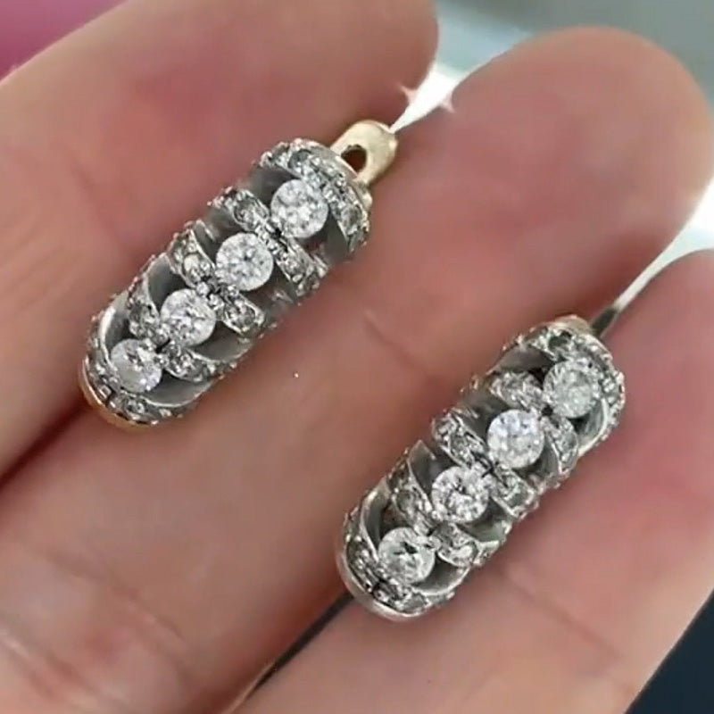 Classic style exquisite design white sapphire ring and earrings- JEWELBUYS