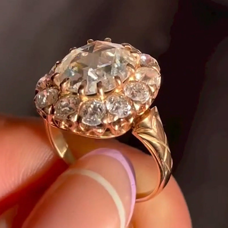 2.71ct Cushion Rose Cut Vintage Style Engagement Ring-JEWELBUYS