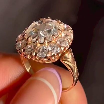 2.71ct Cushion Rose Cut Vintage Style Engagement Ring-JEWELBUYS