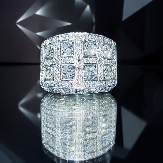 Gorgeous 4 ctw Round Cut White Gemstone Pavé Ring -JEWELBUYS