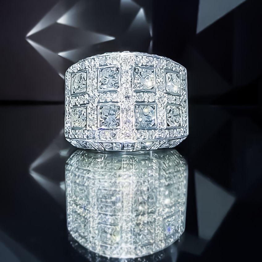 Gorgeous 4 ctw Round Cut White Gemstone Pavé Ring -JEWELBUYS