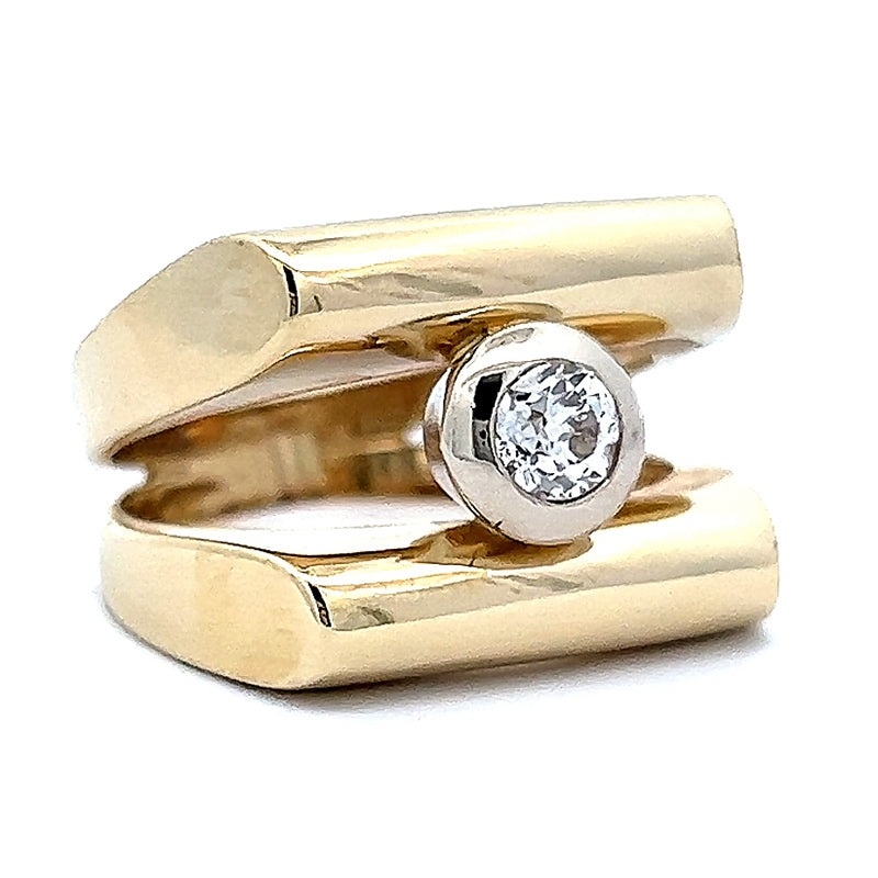 Unique 1ct Round Cut White Sapphire Cocktail Ring Women's Engagement Ring in Gold-JEWELBUYS