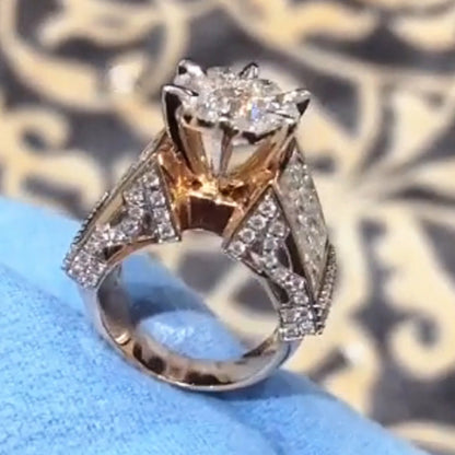 3.0ctw Round Princess Cut White Sapphire Engagement Ring-JEWELBUYS
