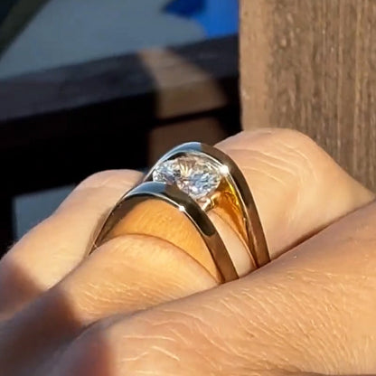 3.7ct Round Cut White Sapphire Boat Dream Ring-JEWELBUYS