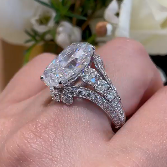 8 ctw Oval Cut White Sapphire Engagement Ring -JEWELBUYS