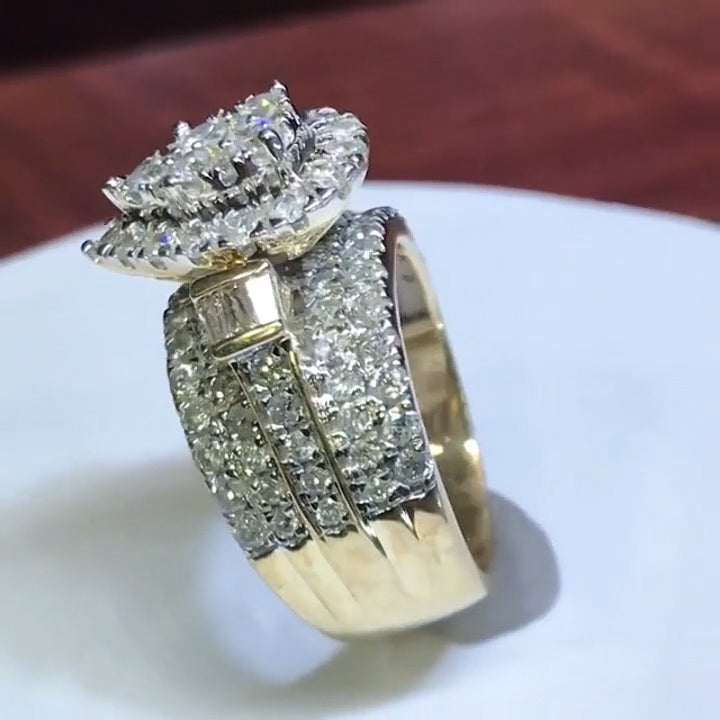 3Ctw Pear-shaped Halo Round Sapphire Engagement Ring- JEWELBUYS