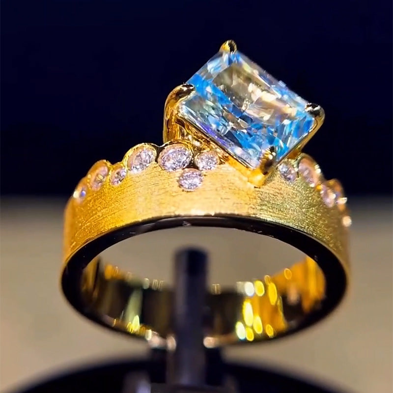 3.11Ctw Radiant Cut Aquamarine Sapphire Fashion Cocktail Ring-JEWELBUYS