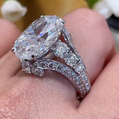 8 ctw Oval Cut White Sapphire Engagement Ring -JEWELBUYS