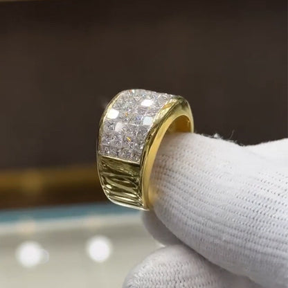 3.0 CTW Square-Cut Invisible-Set Sapphire Eternity Ring-JEWELBUYS