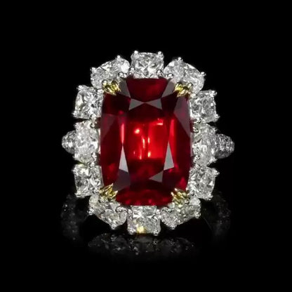 5.0Ctw Cushion-cut ruby and sapphire engagement ring-JEWELBUYS