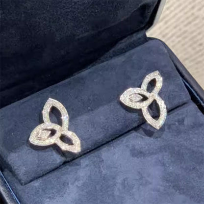 0.5ct Cloverleaf Sterling Silver Stud Marquise Cut Earrings - JEWELBUYS